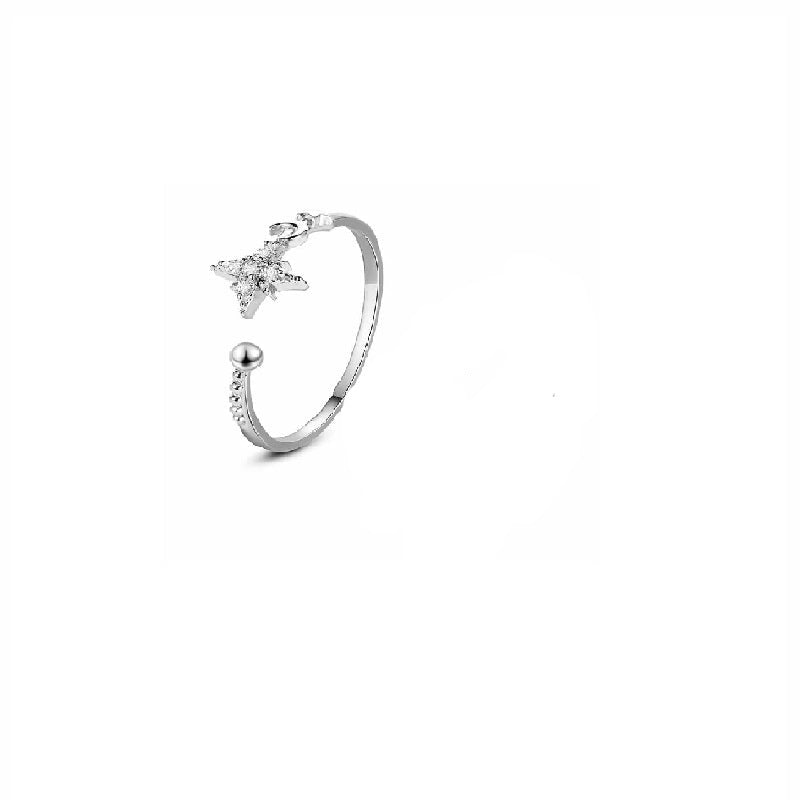 Moon and star glitter ring