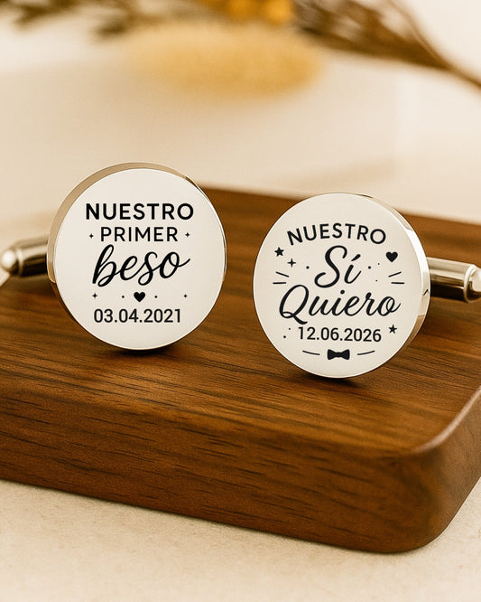 Gemelos personalizados para el novio 💙 Un detalle con significado
