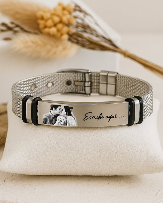 Pulsera personalizada para hermano 💙 Foto y frase grabadas