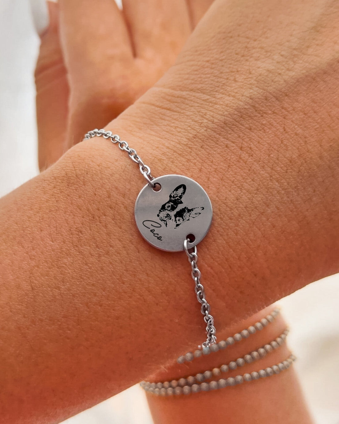 Pulsera de perrito personalizada 🐶 Foto, nombre y huella