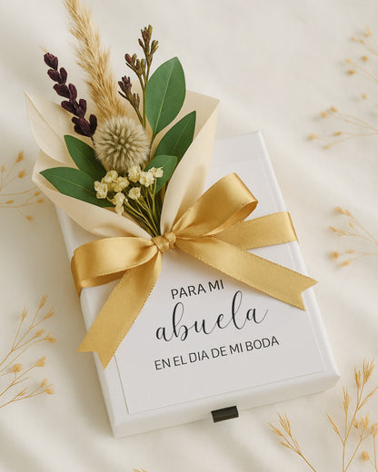 Caja con ramillete de Flores Preservadas Abuela Boda