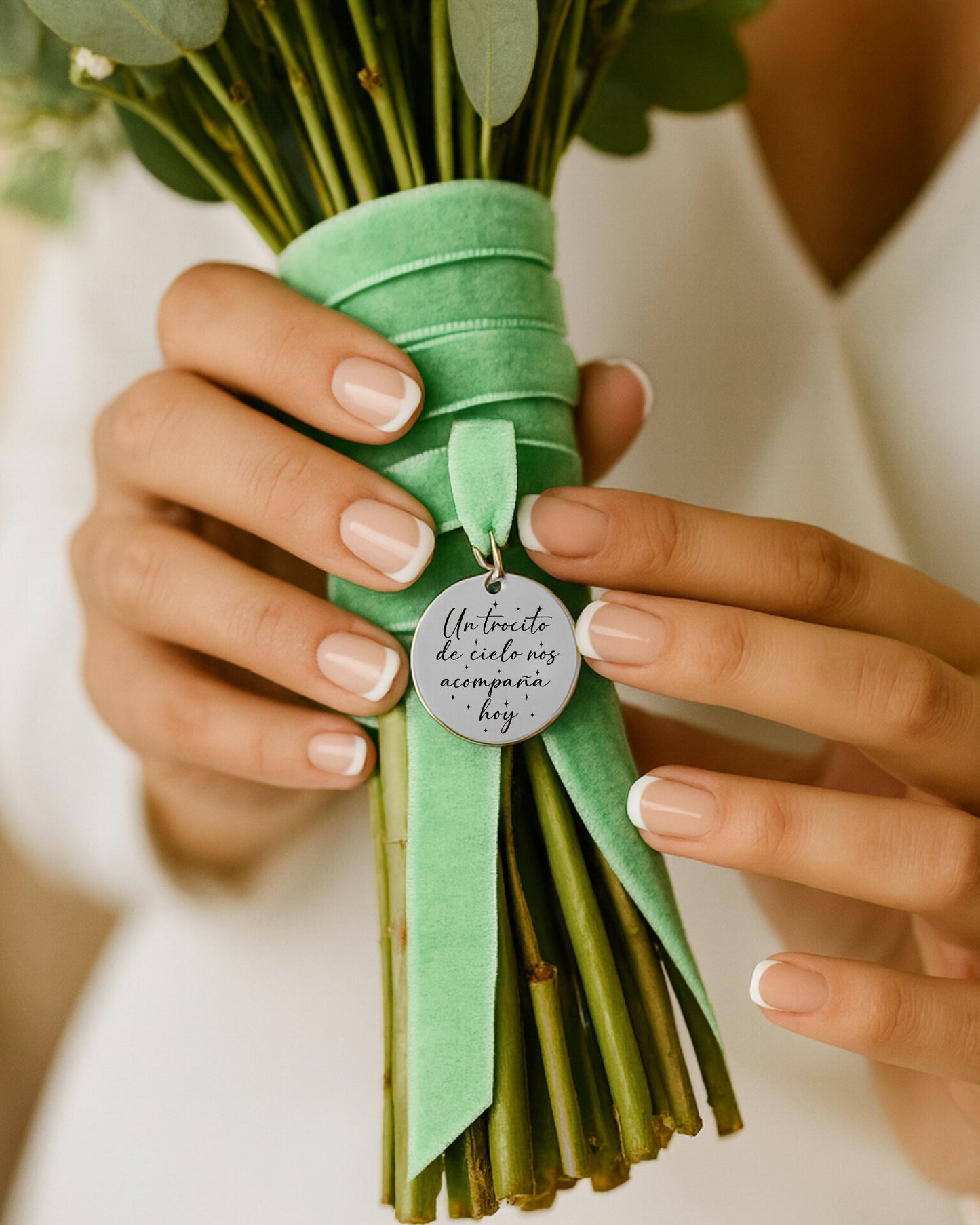 Medalla Ramo Novia "Un Trocito De Cielo Nos Acompaña Hoy"