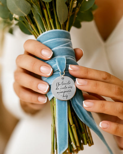 Medalla Ramo Novia "Un Trocito De Cielo Nos Acompaña Hoy"