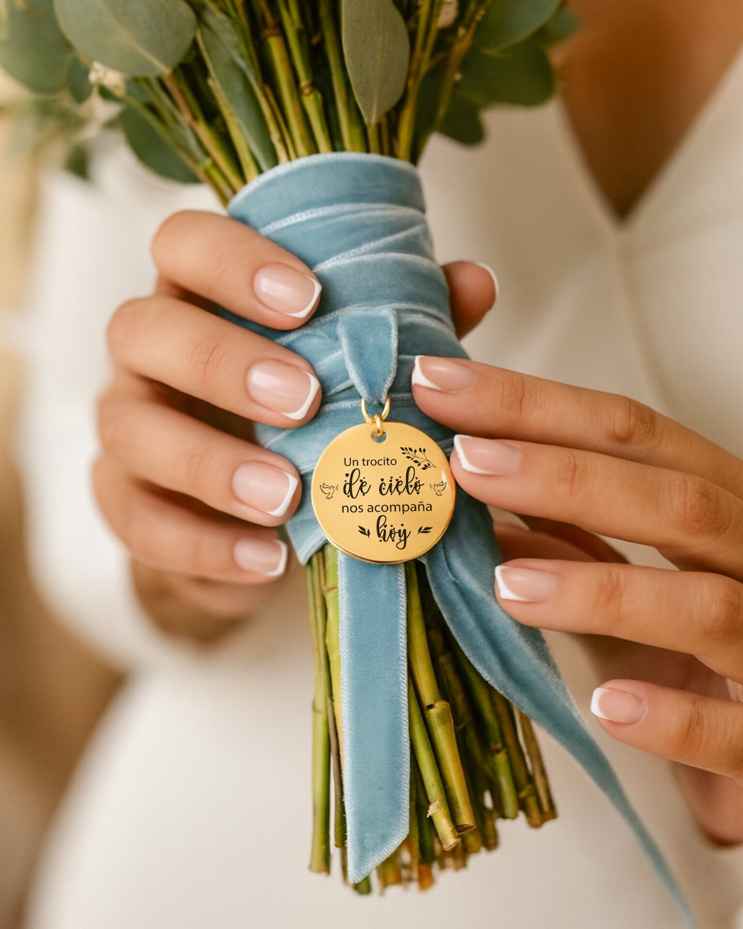 Medalla Ramo Novia "Un trocito de cielo nos acompaña hoy"