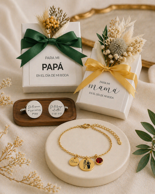 Regalo para Padres en Boda – Pack de Joyas para Mamá y Papá “Gracias por todo”