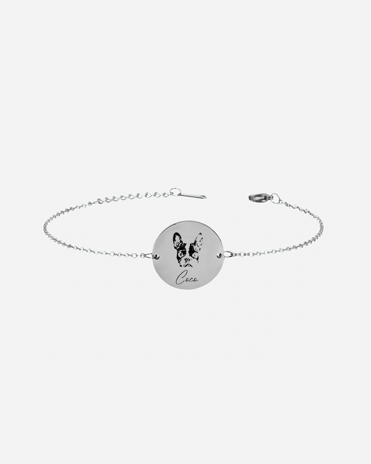 Pulsera Personalizada mascota plateado