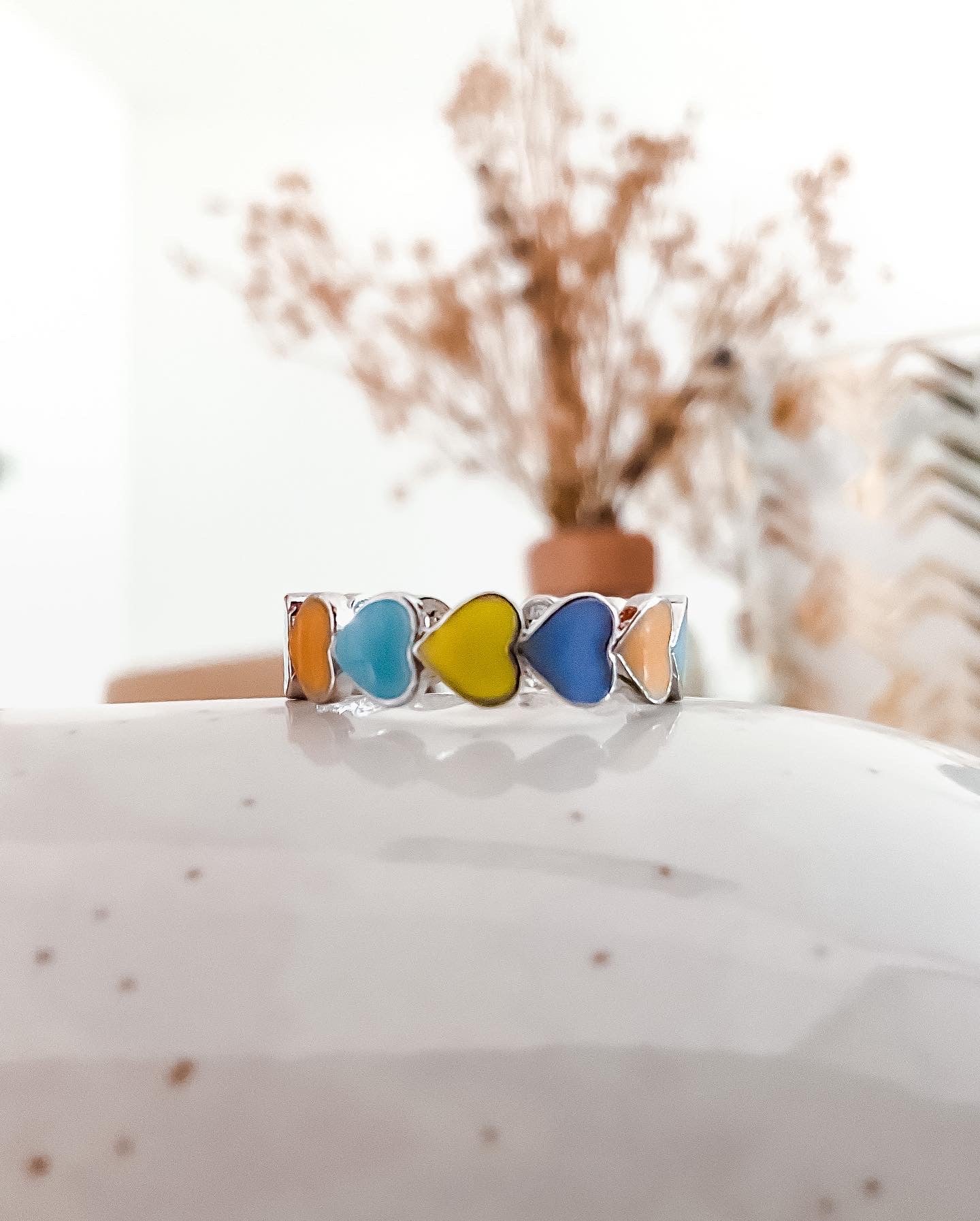 Colorful hearts ring