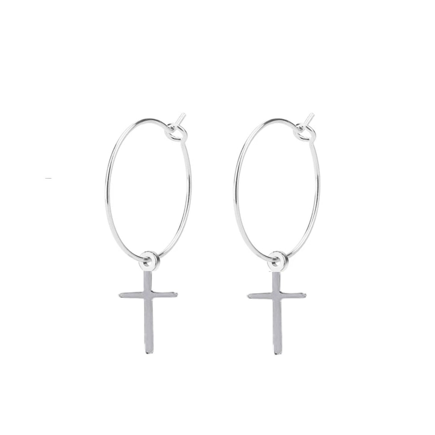 Cross Hoop Earrings