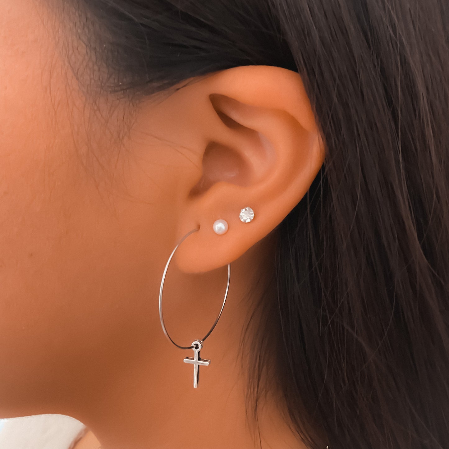 Cross Hoop Earrings