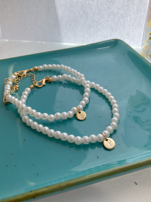 Initial Pearls Bracelet 