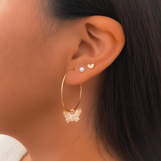 Butterfly hoop earrings